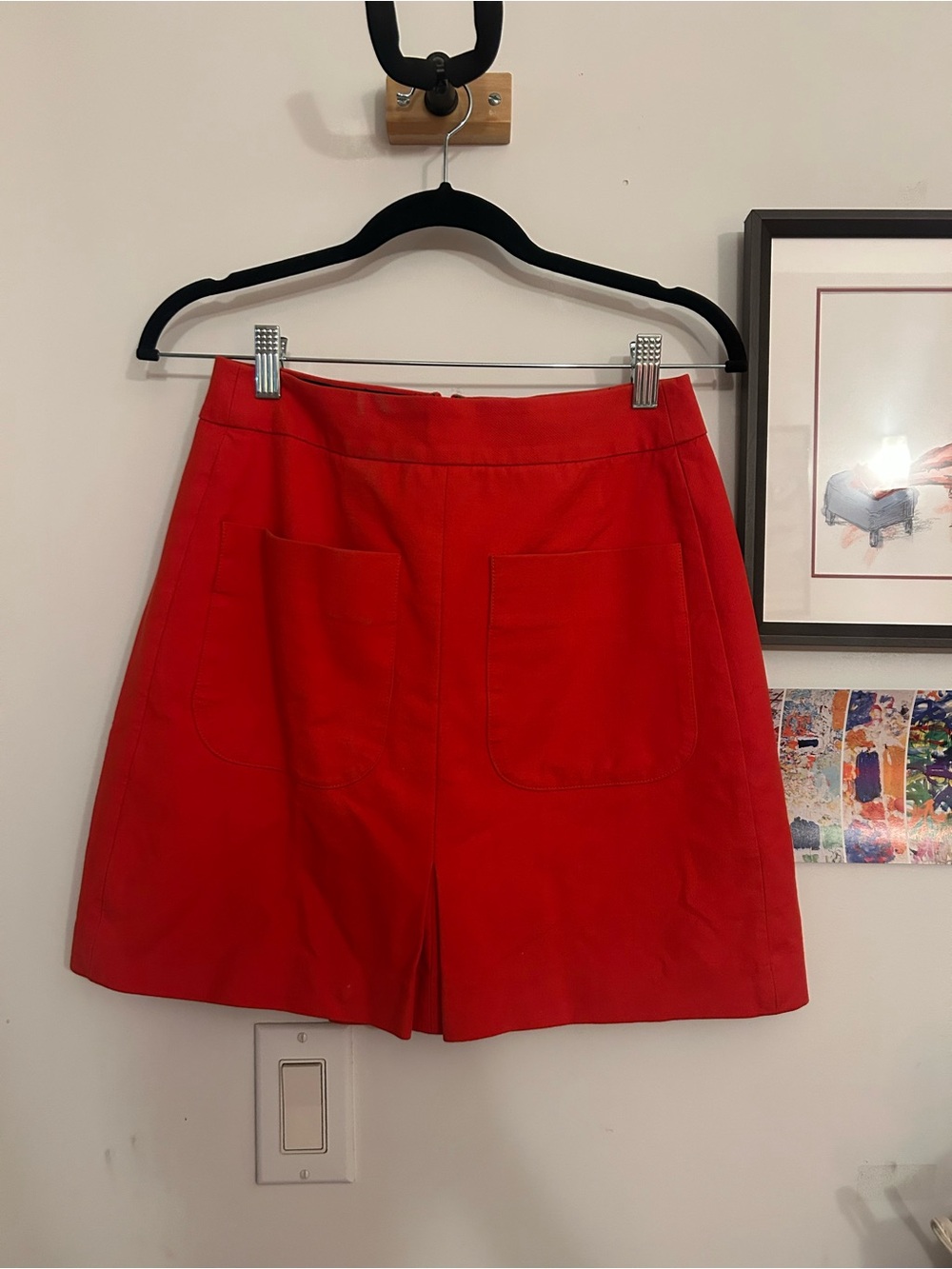 LOFT Bright Red Front-Pocket Skirt